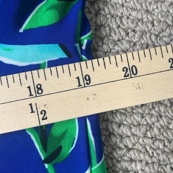 Cappagallo Womens Blouse Top Size Small Blue/Green Floral Print Keyhole Neck - Picture 9 of 12